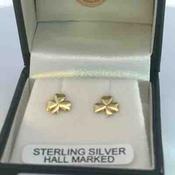 14ct Gold Plated Tiny Shamrock Earrings image