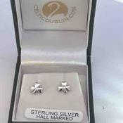 Sterling Silver Tiny Shamrock Earrings image