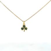 14ct  Gold plated Very Small Green Crystal Shamrock Necklace image