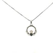 Sterling Silver Connemara Marble Claddagh Necklace image