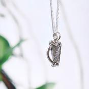 Sterling Silver Harp with detail