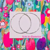 Sterling Silver Hoops (diamond cut 4cm) image