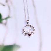 January (Garnet Zircon) Birthstone Claddagh Pendant