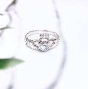 Sterling Silver White Zirconia Claddagh Ring image