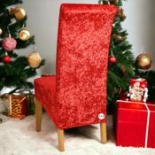 Red Crushed Velvet Chair Cover (L) image