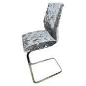 Silver Crushed Velvet Stool Cover