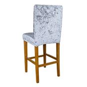 Silver Crushed Velvet Stool Cover