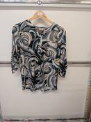 White Cloud Ladies Short Sleeve Top 4 Button Neck WC0728  Abstract Swirl Print image