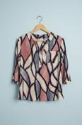White Cloud Ladies 3/4 Sleeve Top 4 Button Neck WC0729  Abstract Rubble Print image