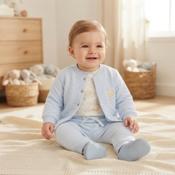 Pure &amp; Soft Baby Boy 3 Piece Set Baby Blue Balloon Print N14610 image