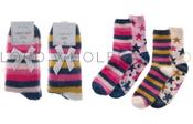 Forever Dreaming Ladies Bedsocks with Grippers 2 Pair Pack Cosy Stars  &amp; Stripe Feathers