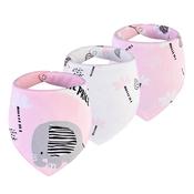 Happy Baby Bamboo Bandana Dribble Bibs 3 Pack Pink Elephant image