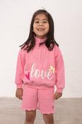 Little Lighthouse Girl's Luna Half Zip Fleece - Fluro Pink Print