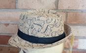 Boy's Straw Trilby Dinosaur Print with Black Band