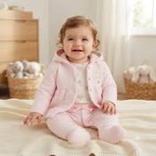 Pure &amp; Soft Baby Girls Embossed Velour Set N14602 image