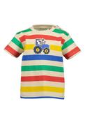 Blue Seven Infant Boy's Short Sleeve Tee 928190-0490 Pebble Striped Tractor image