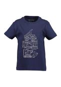 Blue Seven Boy's Cotton Tee 802436-5640 Navy Construction Vehicles image