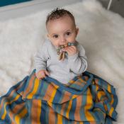Ziggle Baby Striped Blanket  Blue-orange-yellow-green image