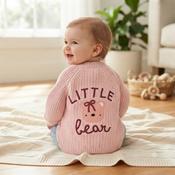 Rock A Bye Baby Baby Cotton Knit Cardigan With Embroidery Detail J16588 Pink image