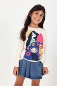 Boboli Girl's Cotton Cream T-shirt with friends print image
