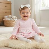 Pure &amp; Soft Baby Girls Quilted Dress, Tights &amp; Headband Outfit N14605 image