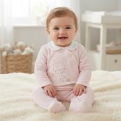 Pure &amp; Soft Baby Girls Embossed Velour All In One N14625 image