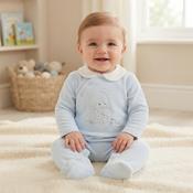 Pure &amp; Soft Baby Boys Embossed Velour All In One N14632 image