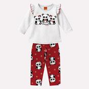 Kyly Baby Girl Dress Set 1001509-0467 Light Grey Red- Pandas image