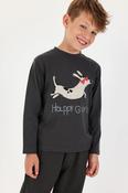 Boboli Boy's Cotton TShirt Grey Rabbit Print image