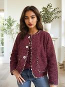Made In Italy Gold Button Ladies Cardigan with Leopard Print Trim ART13514