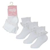 Snuggle Shop Baby Girls 3 Pack White Organza Lace Socks SK766 image