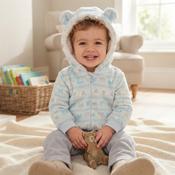 Pure &amp; Soft Baby Boy Bear Eared Hoodie Baby Blue Bear Print H33572 image