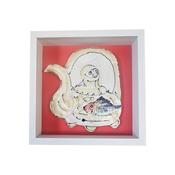 'Conversations within a Teapot' Framed Ceramic Art by Charlie Mahon