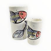 Charlie Mahon Mackerel Fish Ceramic Vases – Large &amp; Small Bud Sizes image