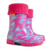 DEMAR GIRLS WELLIES / REMOVABLE LINING - PRINT HEARTS - LAVENDER/PINK