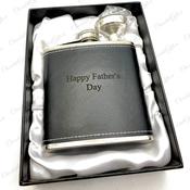 Personalised Black Leather Hipflask image