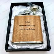 Personalised Brown Wooden Hipflask image
