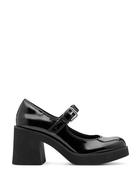 Tamaris Chunky Mary Jane Black Patent image