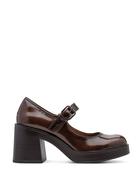 Tamaris Chunky Mary Jane Brown Patent image