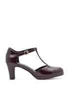 Marco Tozzi Patent T-Bar Shoe Bordeaux