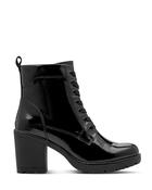 Marco Tozzi High Laced Patent Ankle Boot Black
