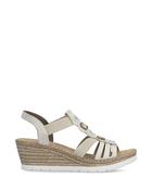 Rieker Wedge Beaded Sandal Beige Gold