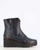 Jose Saenz High Wedge Front Zip Ankle Boot Navy image