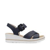 Rieker Strappy Wedge Sandal Navy