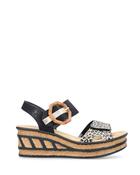 Rieker Wedge Sandal Black Print