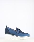 Cinders Edit High Wedge Loafer Navy image