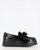 Cinders Edit Wedge Patent Jet Trim Loafer Black image