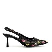 La Flor Mesh Floral Slingback Black