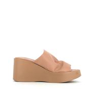 Cinders Edit High Leather Wedge Mule Nude