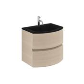 Svelte 2-Drawer Wall Hung Vanity Unit With Midnight Black Glass Basin